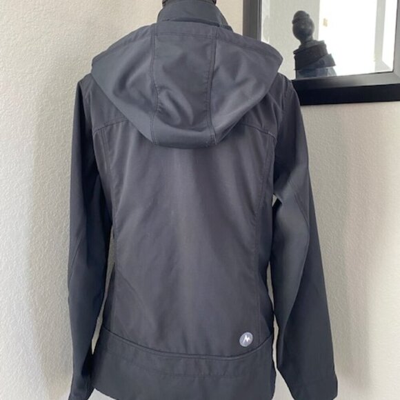 MARMOT Black Full Zip Hooded SoftShell Windbreaker Jacket Coat Large - Picture 5 of 10